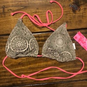 Crocheted triangle bikini top